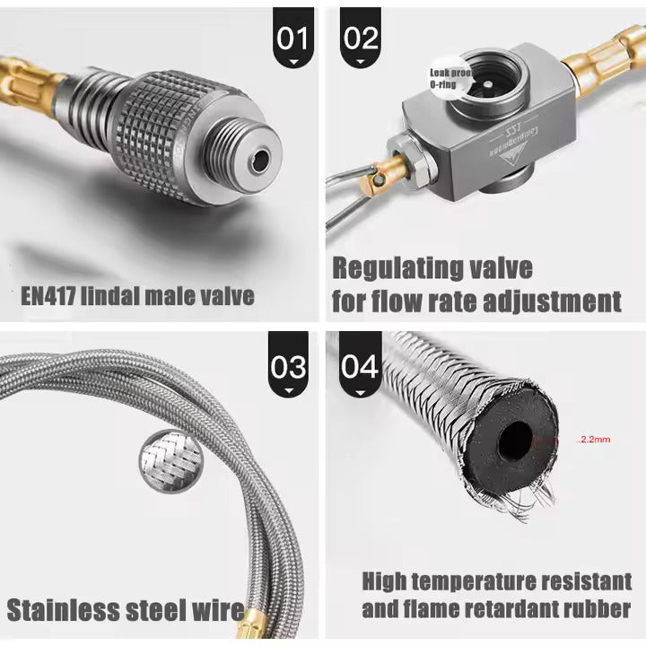 Visning av adapterkit till olika gasflaskor, perfekt för en 417 konvertering kit.