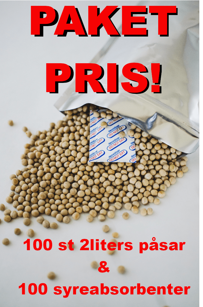Mylarpåse 2 liter 100 pack + 100 st 300cc Syreabsorbenter - Mylar.se