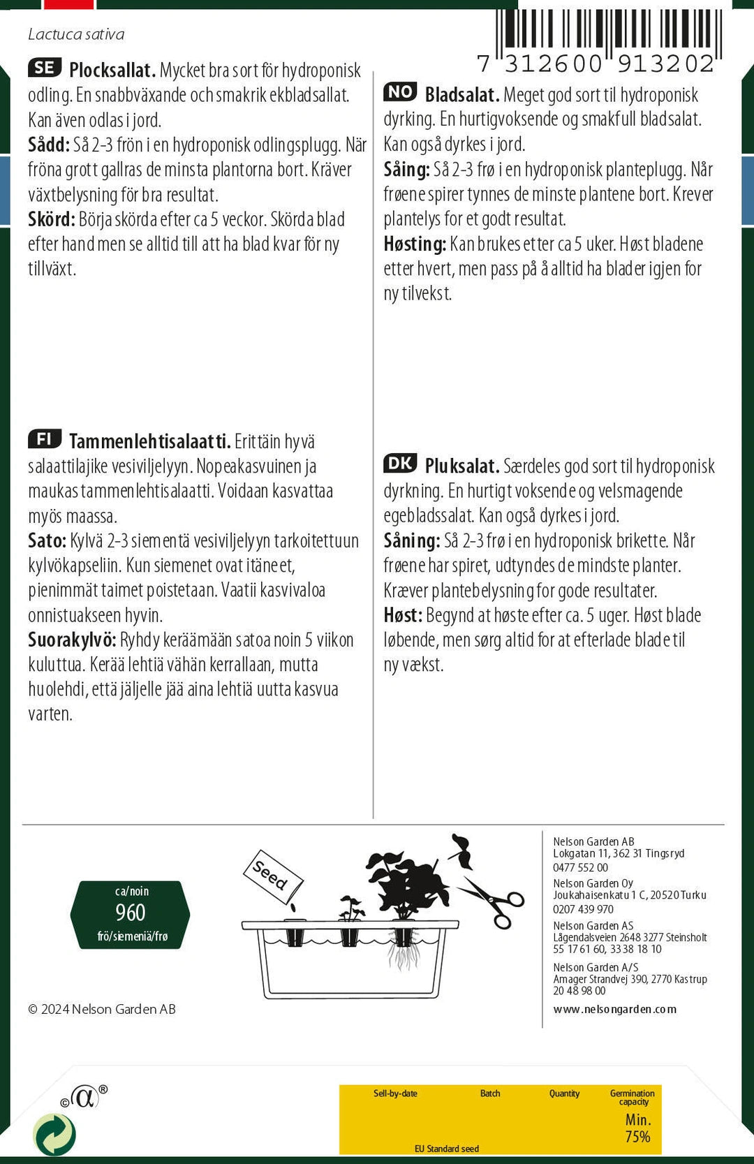 Plocksallat 'Cerbiatta' – Nelson Garden - Mylar.se