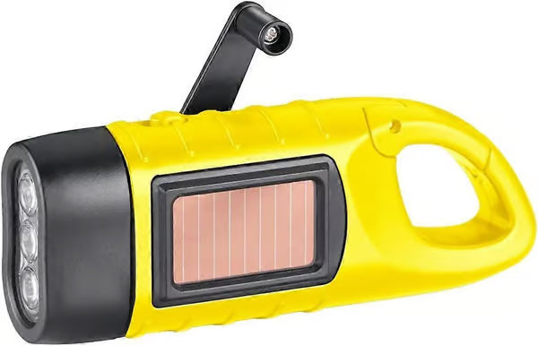 Ficklampa med vev- och solcells laddning