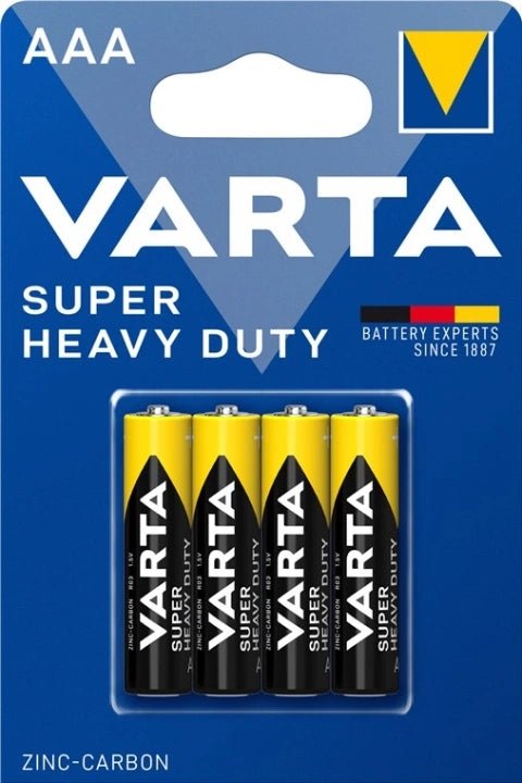 VARTA Super Heavy Duty AAA Batterier - Långvarig Kraft för Låg Strömförbrukning, Tysk Kvalitet - Mylar.se