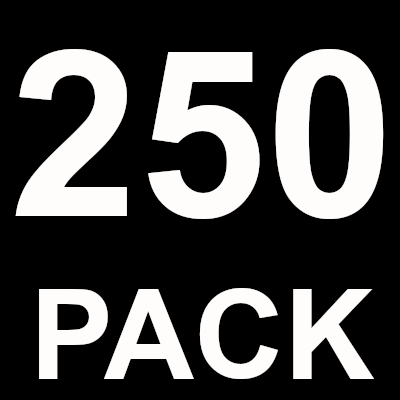 Mylarpåse 9 liter (30x49 cm) ståpåse med ziplock, bild med texten '250 PACK'.