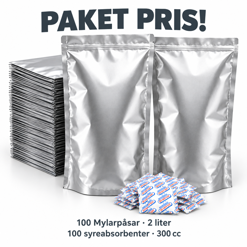 Mylarpåse 2 Liter 100er Pack + 100 St 300cc Syreabsorber
