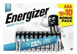 Energizer Max Plus AAA-batterier, 20-pack - Mylar.se