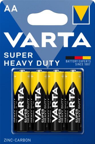 VARTA Super Heavy Duty AA Batterier - Långvarig Kraft för Låg Strömförbrukning, Tysk Kvalitet - Mylar.se