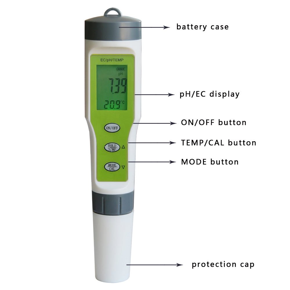 PH - EC - TEMP Mätare för kontroll av vatten/ näringslösning vid Hydroponisk odling - Mylar.se
